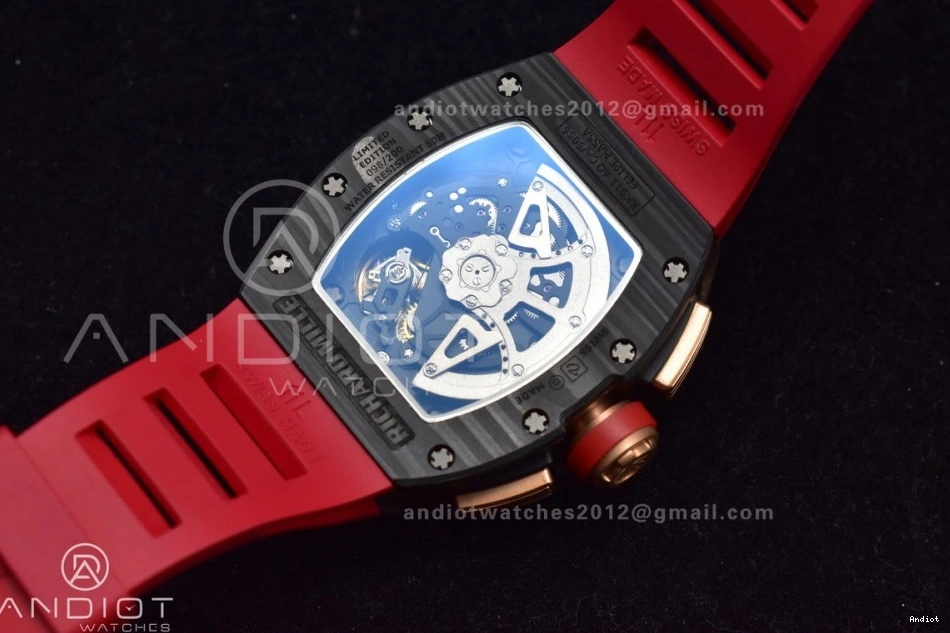 Best NTPT Rubber on Dial A7750 Chrono Edition Crystal V2 RM011 Strap Lotus KVF Red 1:1 1130